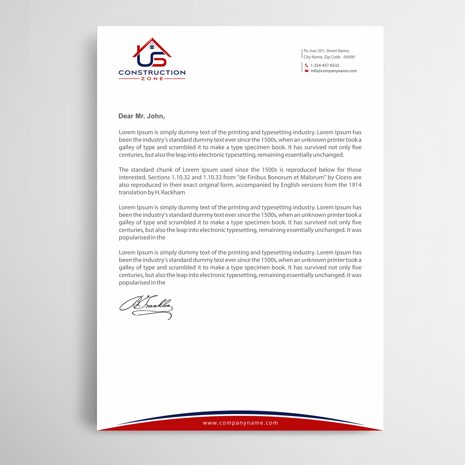 Letterhead Design by Infinitive Technology for US Construction Zone, Inc.  | Design #20078989