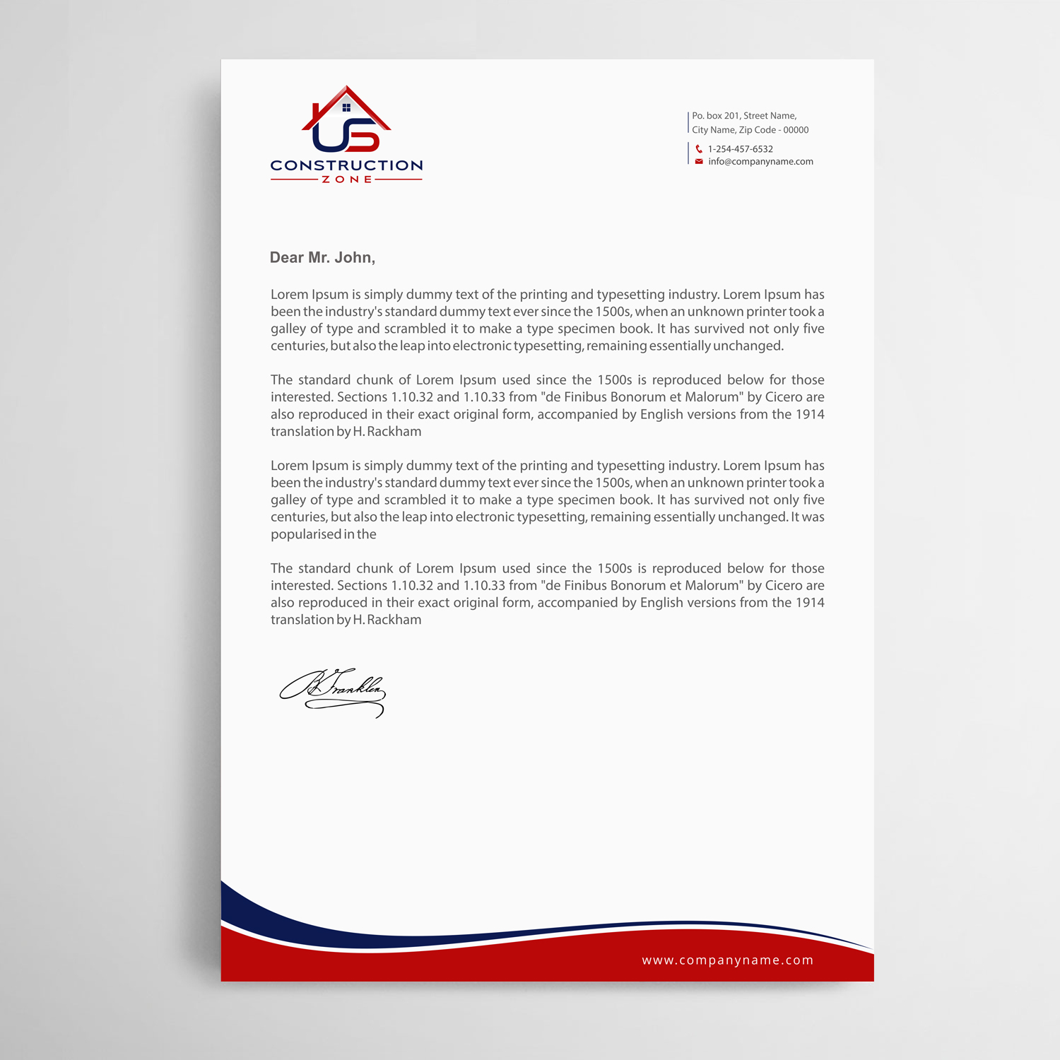 Letterhead Design by Infinitive Technology for US Construction Zone, Inc.  | Design #20079006