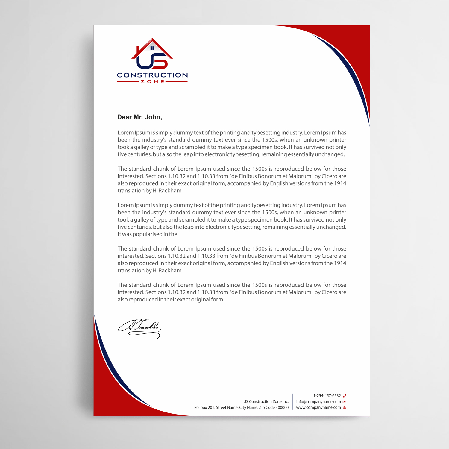 Letterhead Design by Infinitive Technology for US Construction Zone, Inc.  | Design #20079007