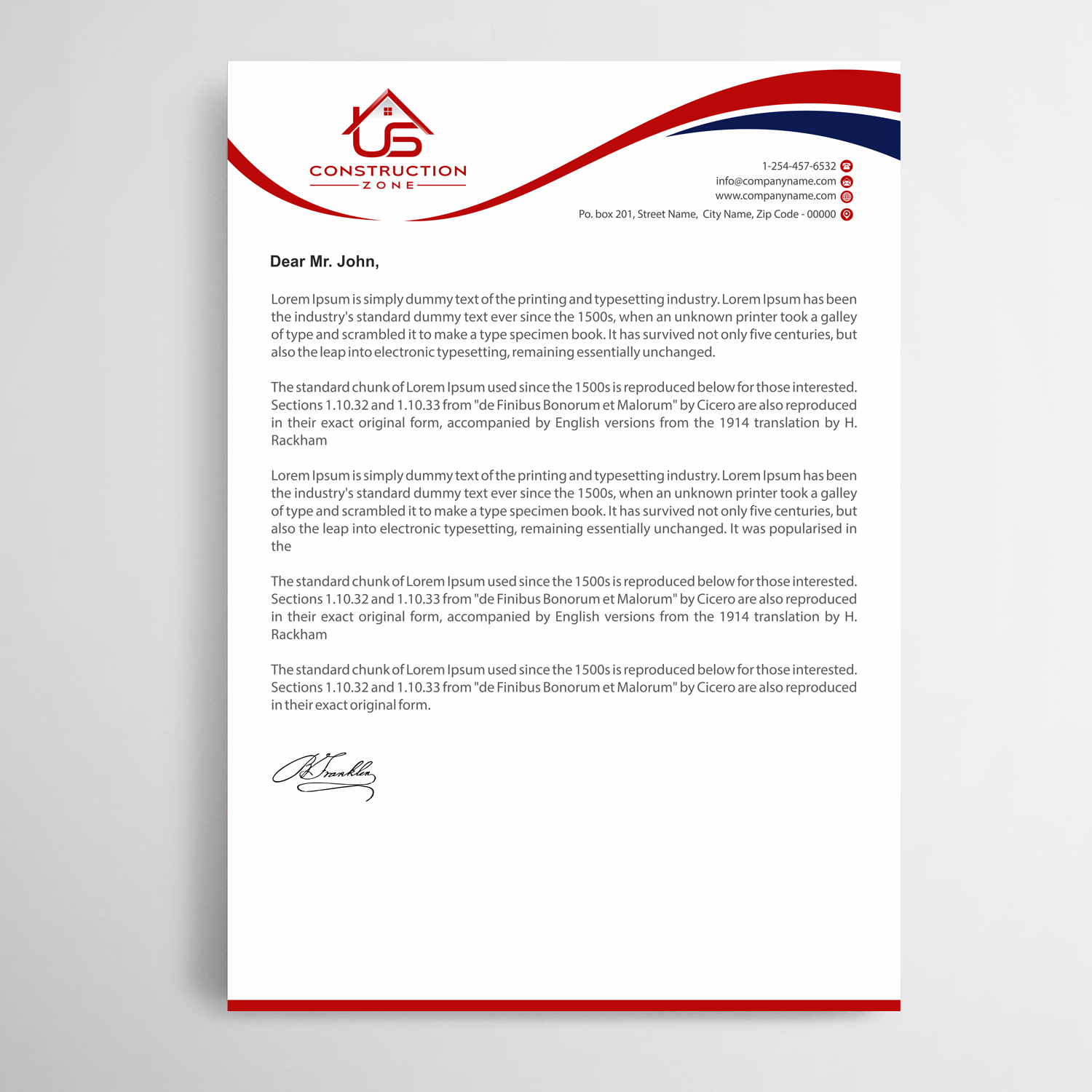 Letterhead Design by Infinitive Technology for US Construction Zone, Inc.  | Design #20079008