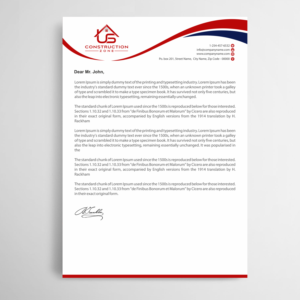 Letterhead Design by Infinitive Technology for US Construction Zone, Inc.  | Design: #20079008