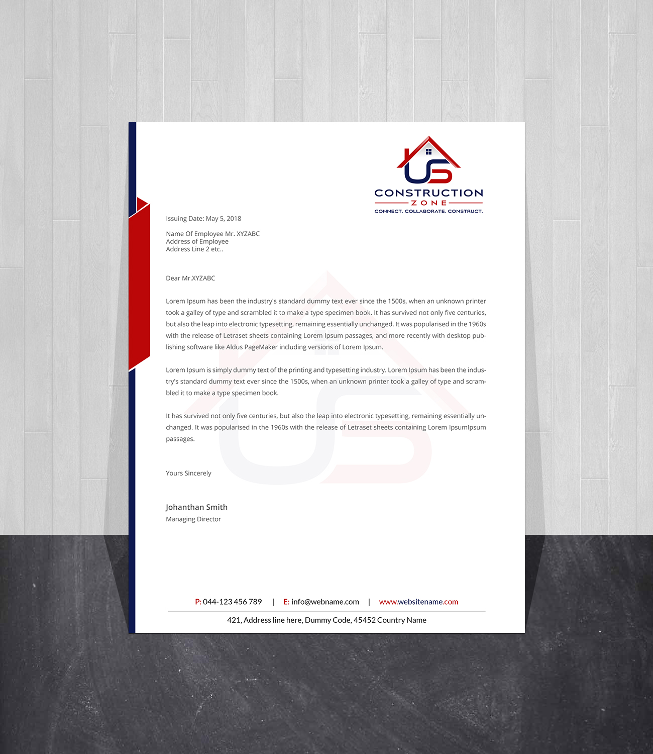 Letterhead Design by Creations Box 2015 for US Construction Zone, Inc.  | Design #20054429