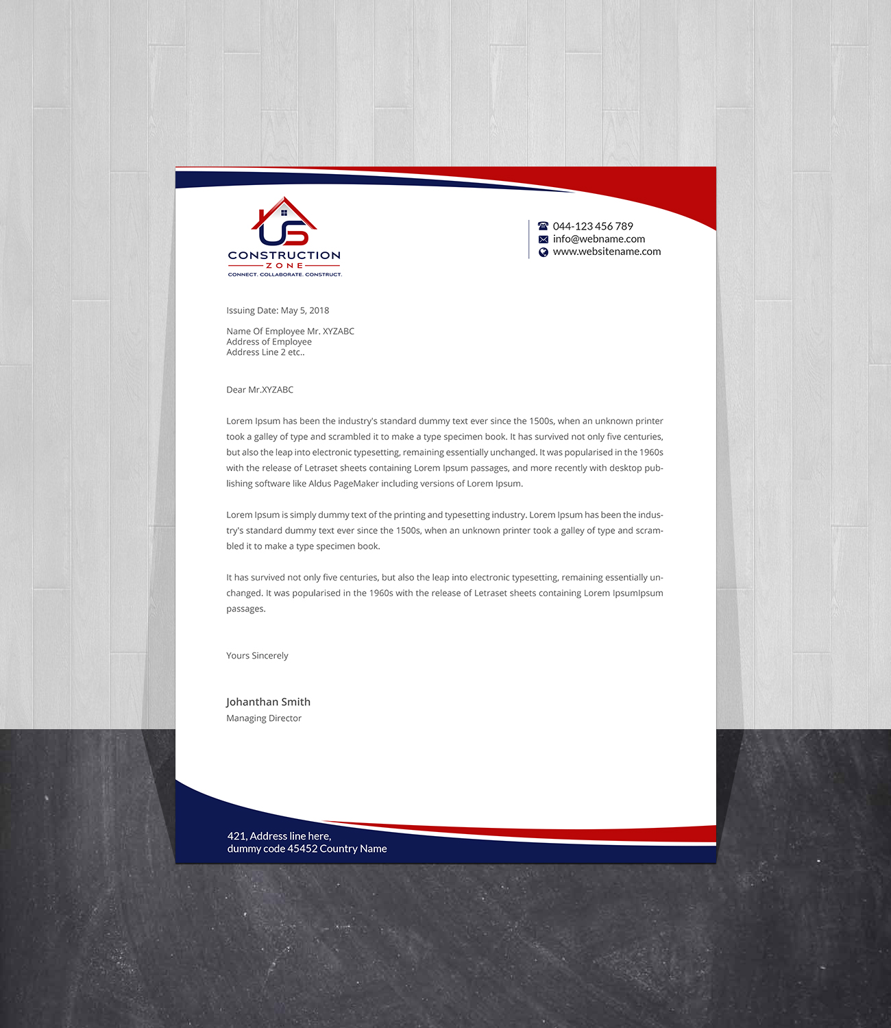 Letterhead Design by Creations Box 2015 for US Construction Zone, Inc.  | Design #20054446