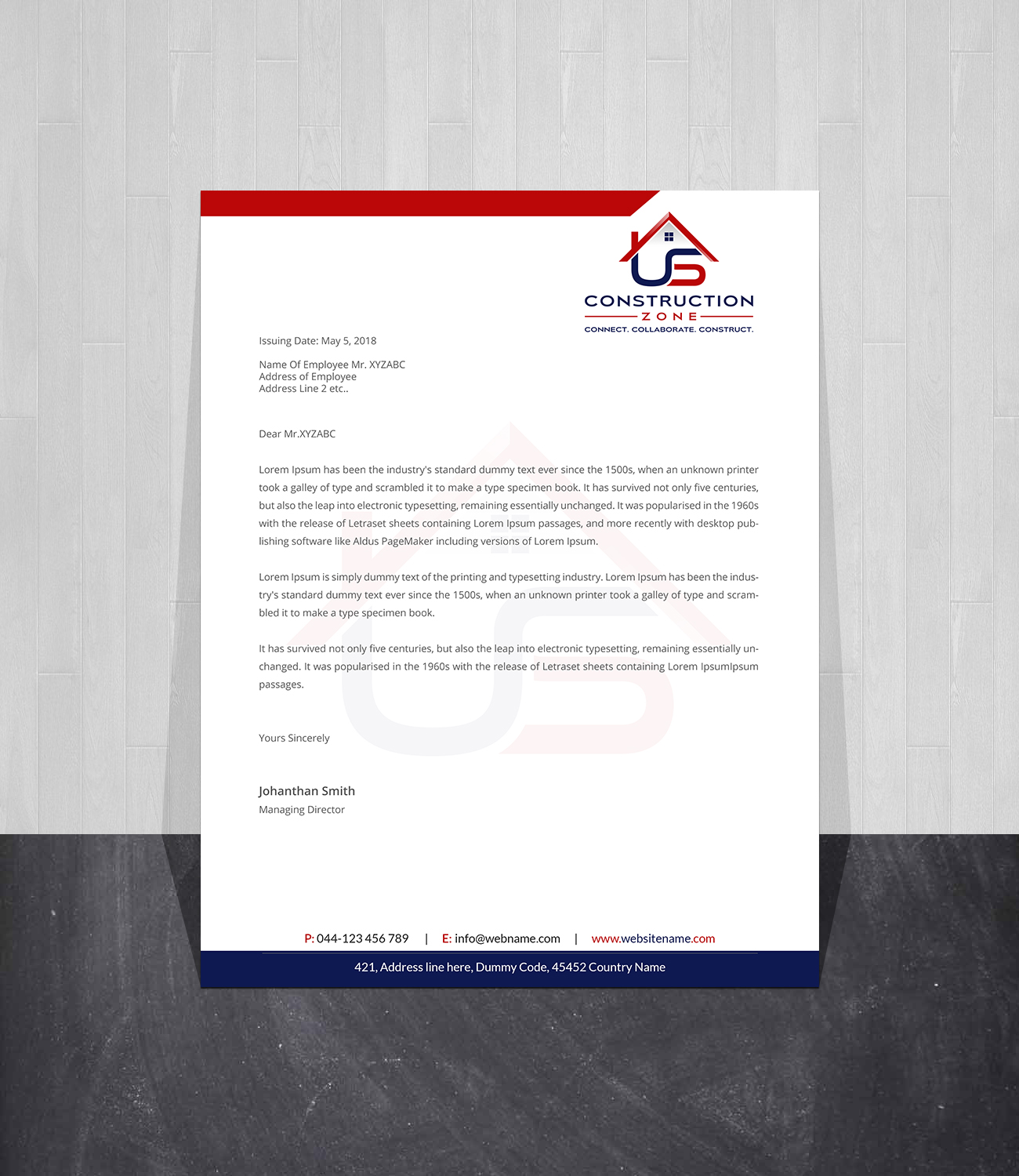 Diseño de Membrete por Creations Box 2015 para US Construction Zone, Inc.  | Diseño #20054448