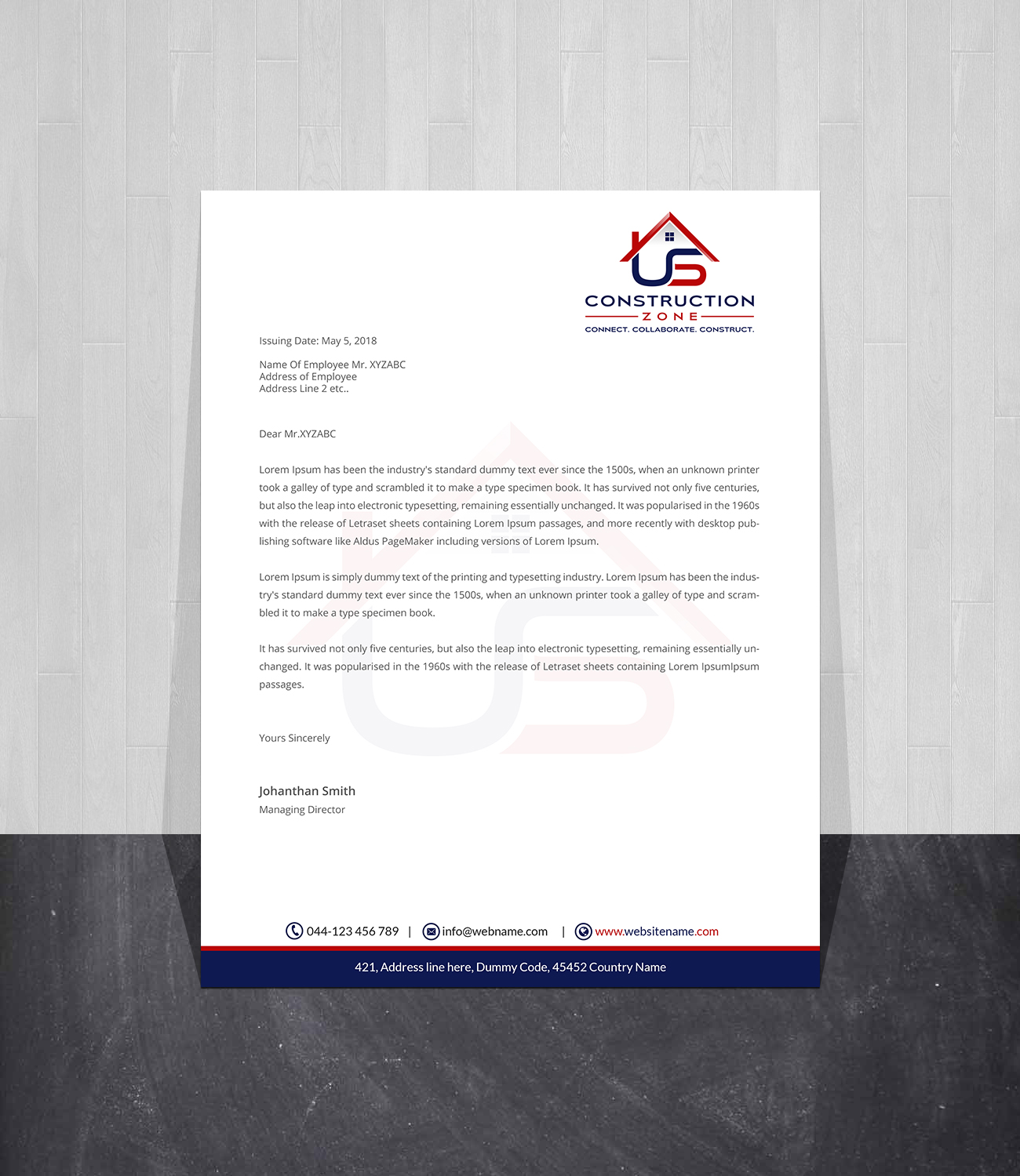 Letterhead Design by Creations Box 2015 for US Construction Zone, Inc.  | Design #20054450