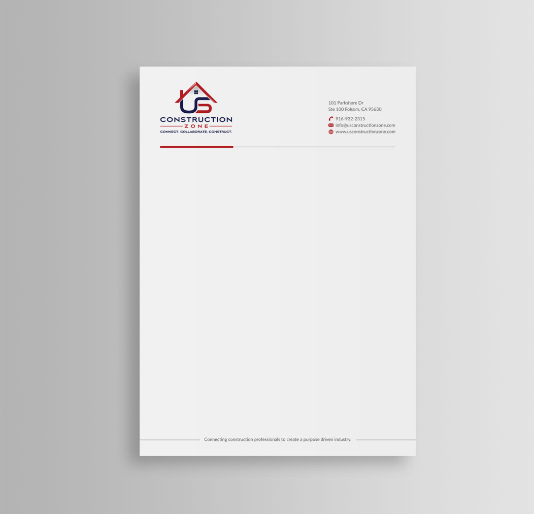 Letterhead Design by mdreyad for US Construction Zone, Inc.  | Design #20076230
