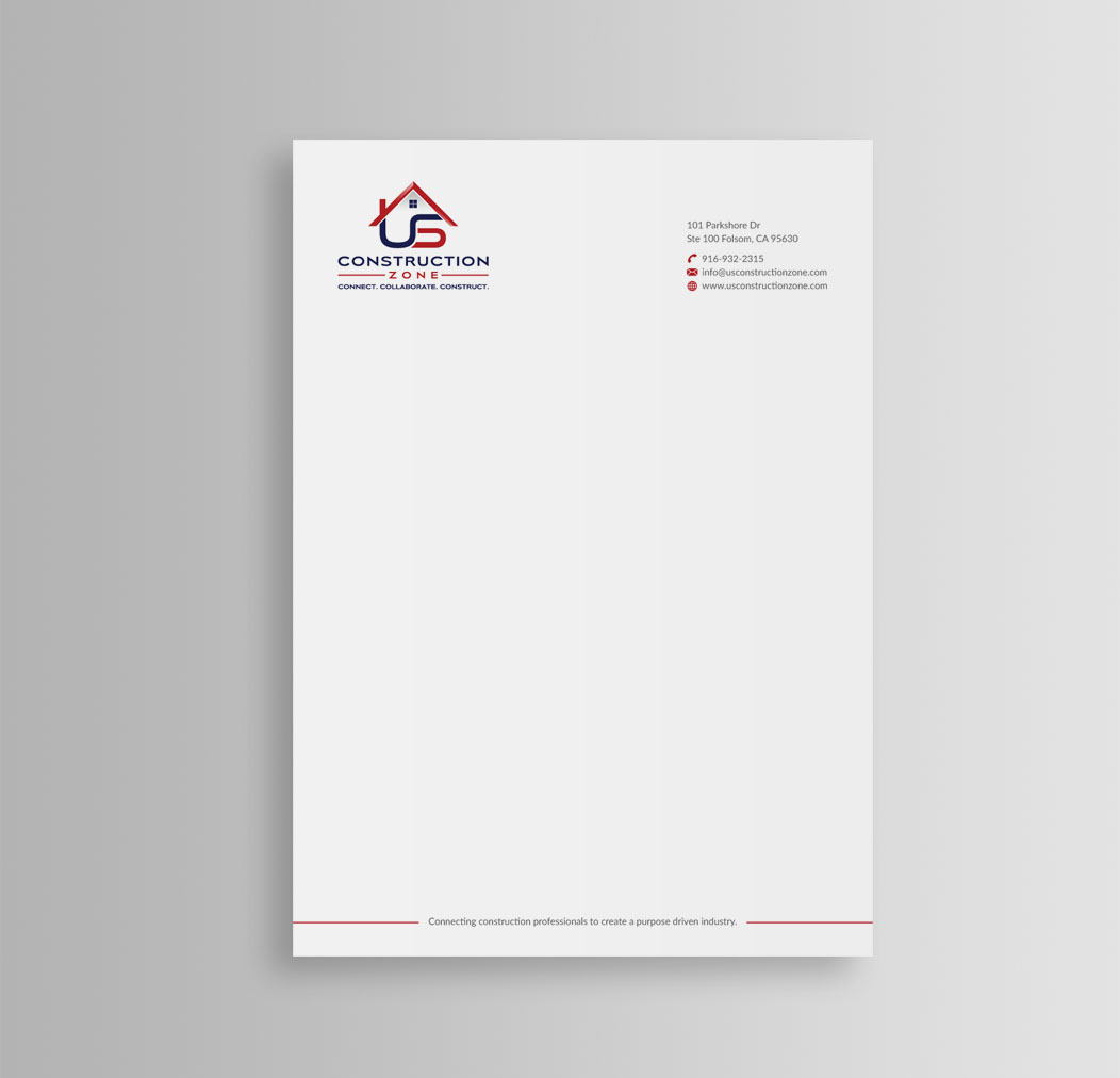 Letterhead Design by mdreyad for US Construction Zone, Inc.  | Design #20076233