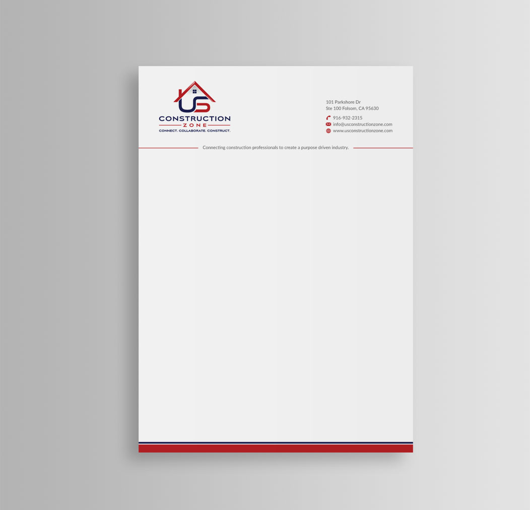 Letterhead Design by mdreyad for US Construction Zone, Inc.  | Design #20076239