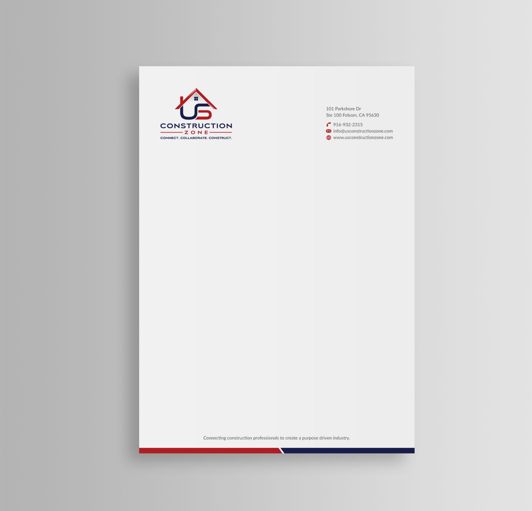 Letterhead Design by mdreyad for US Construction Zone, Inc.  | Design #20076244