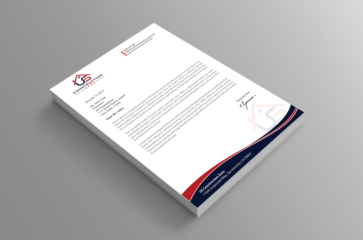 Diseño de Membrete por alpesh9520 para US Construction Zone, Inc.  | Diseño #20045899