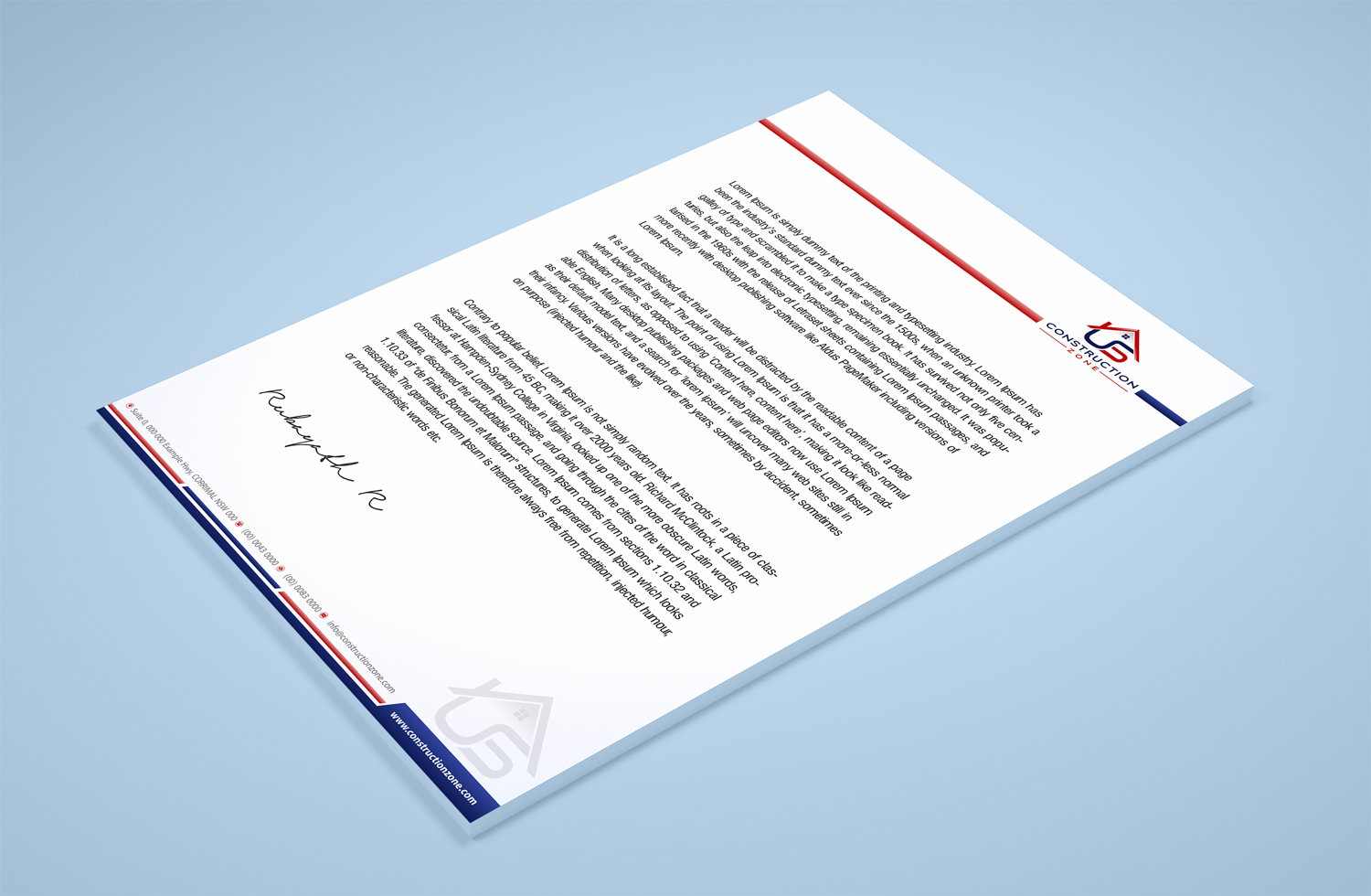 Letterhead Design by Petter Goms for US Construction Zone, Inc.  | Design #20044693