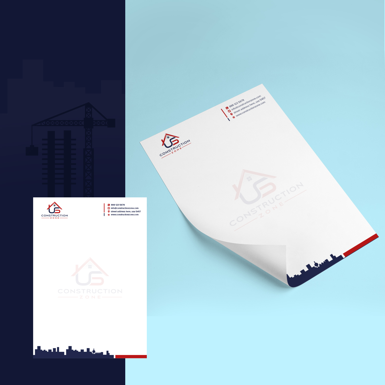 Letterhead Design by Maxo-Biz for US Construction Zone, Inc.  | Design #20046121
