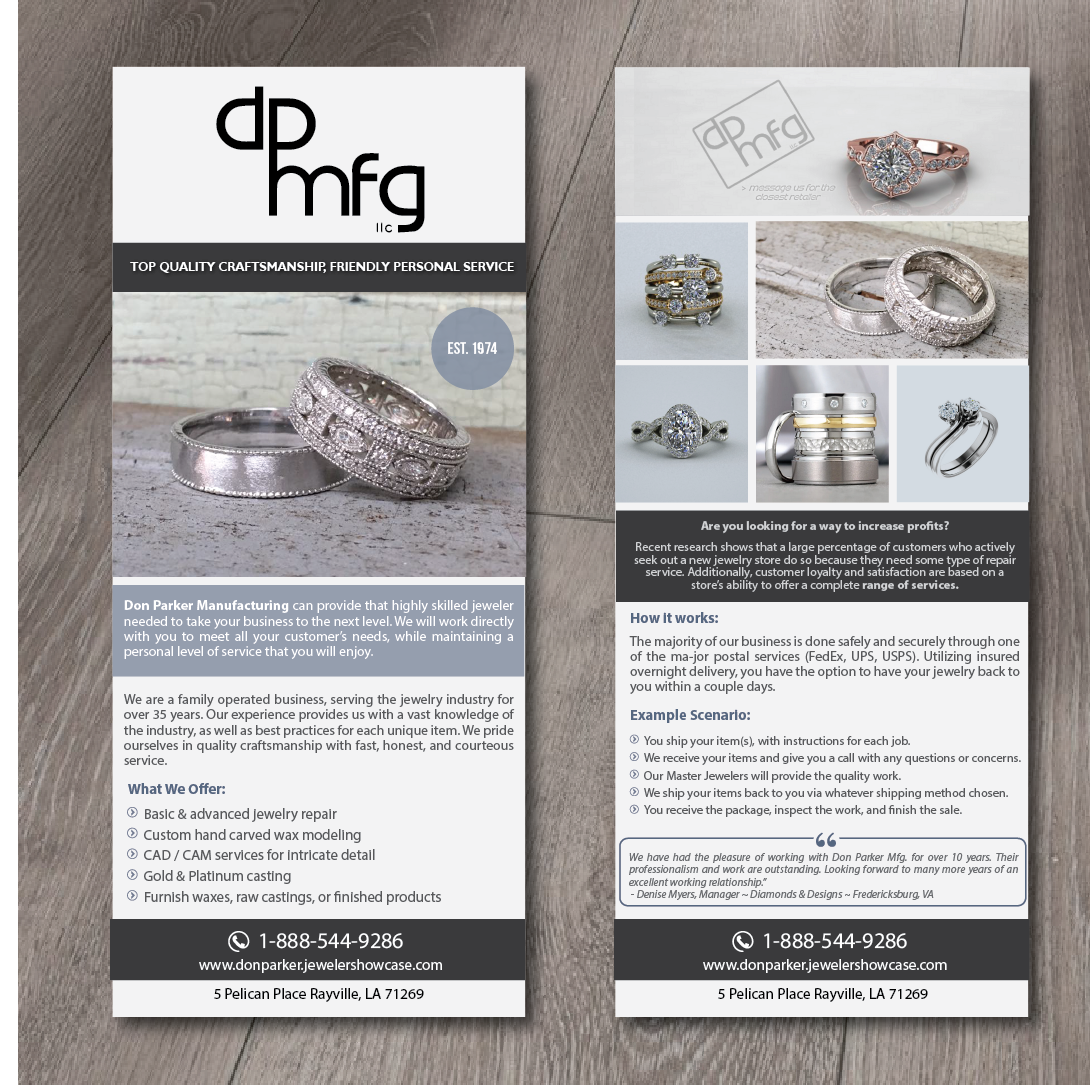 Design de Flyer par alex989 pour DON PARKER MFG. LLC | Design #20066700
