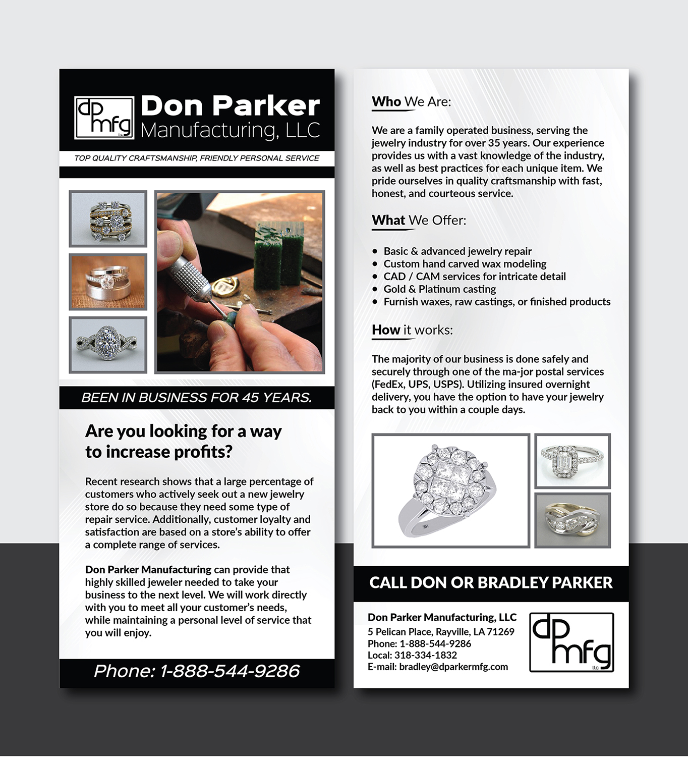 Flyer Design by Deziners Zone for DON PARKER MFG. LLC | Design #20053512