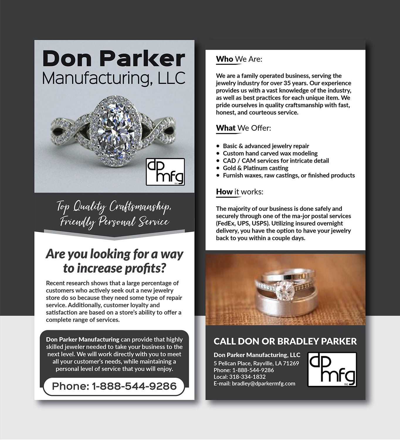 Flyer Design by Deziners Zone for DON PARKER MFG. LLC | Design #20053513