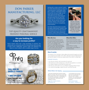 Flyer Design by Shiya@India for DON PARKER MFG. LLC | Design: #20063346