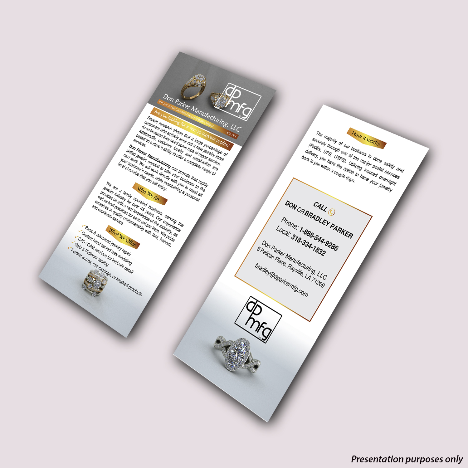 Diseño de Flyer por JanuXart para DON PARKER MFG. LLC | Diseño #20060304