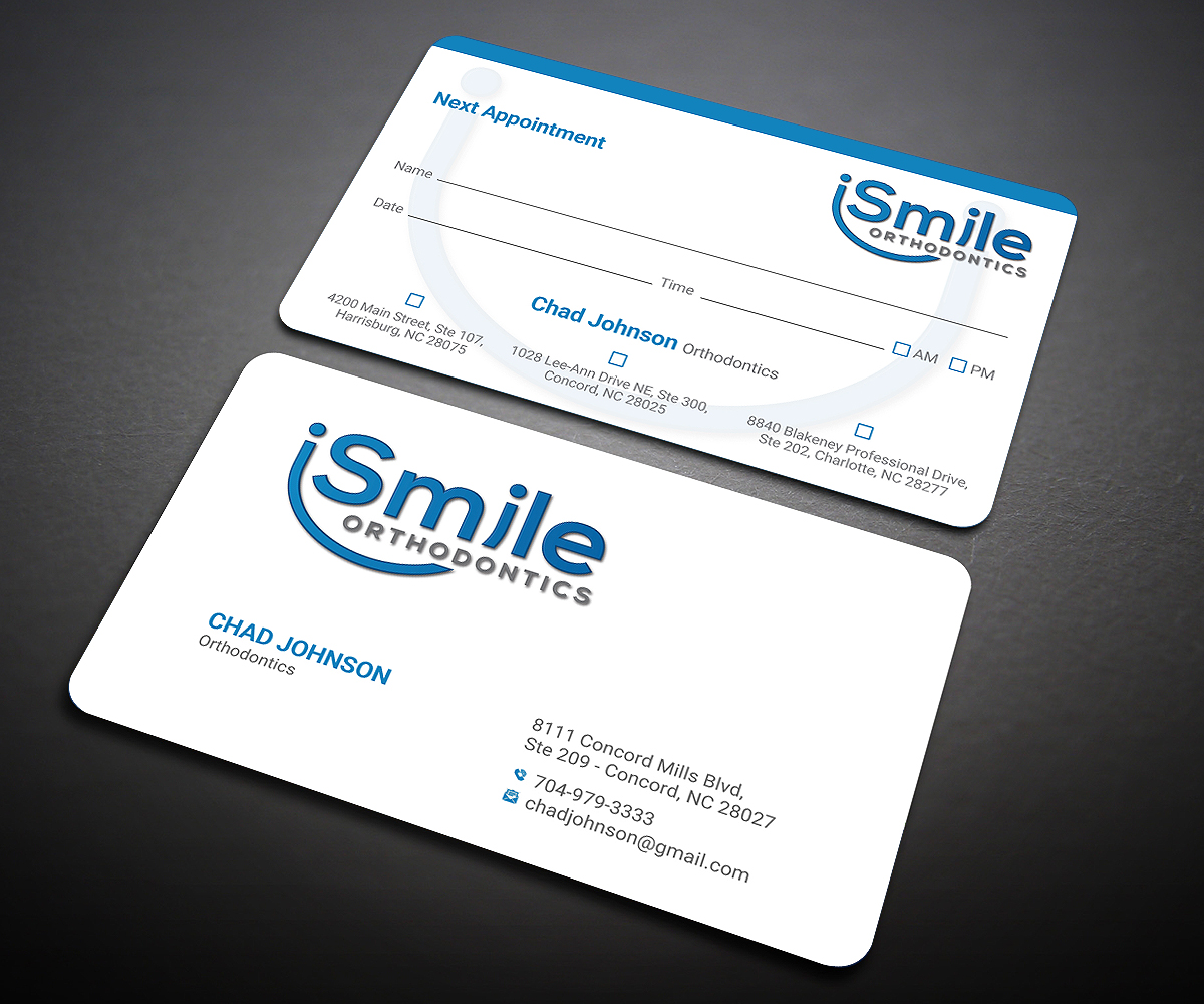 Visitenkarten-Design von Designers Hub für Chad Johnson Orthodontics | Design #20060695