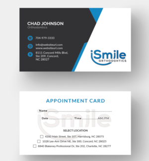 iSmile Orthodontics appointment card design  | Diseño de Tarjeta de Presentación por Sarah Mathews