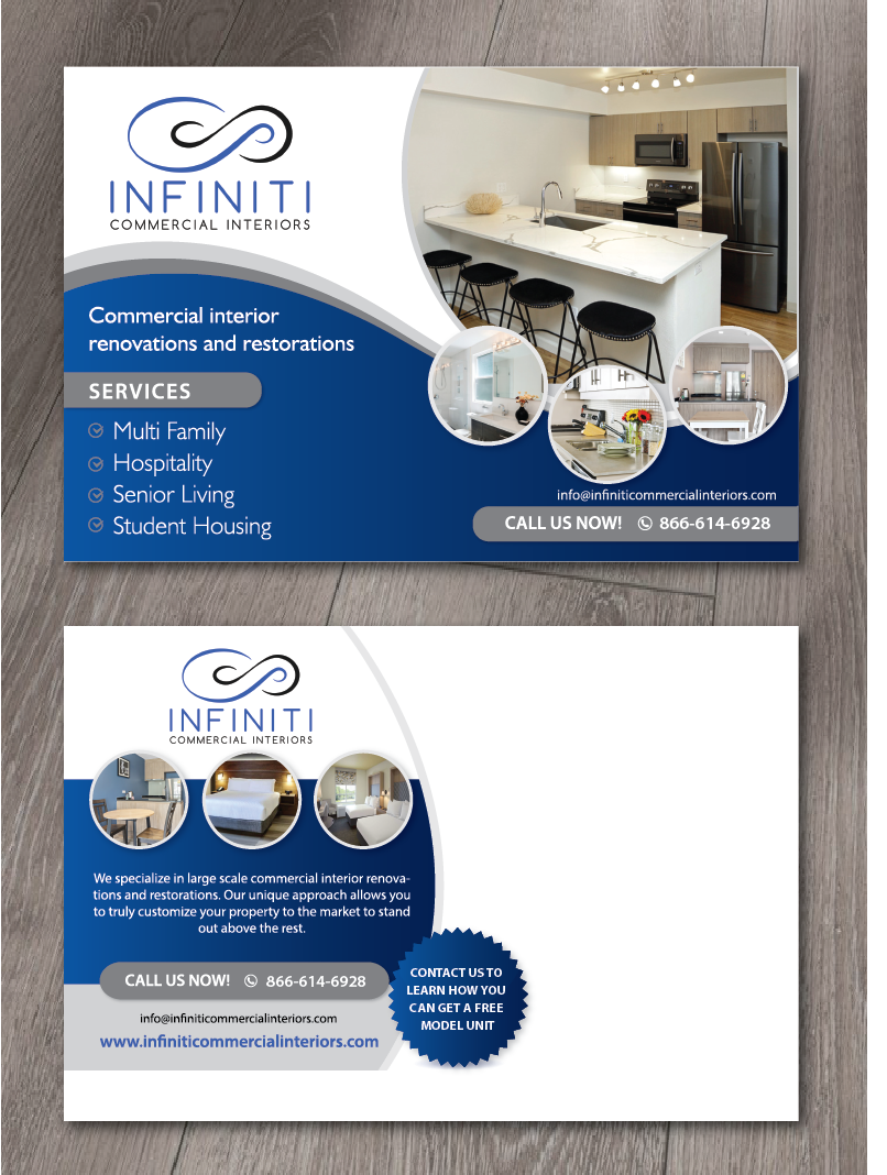 Postcard Design by alex989 for Infiniti Commercial Interiors | Design #20225946