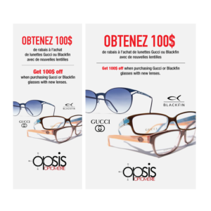 Vente d'automne - Fall sale - 100$ Off GUCCI and BLACKFIN eyewear | Graphic Design by Valtti Design