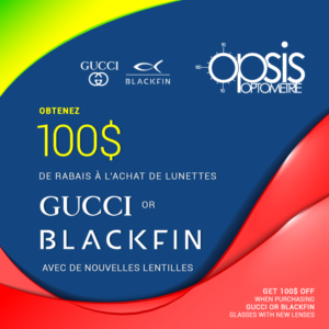 Vente d'automne - Fall sale - 100$ Off GUCCI and BLACKFIN eyewear | Graphic Design by desainerd