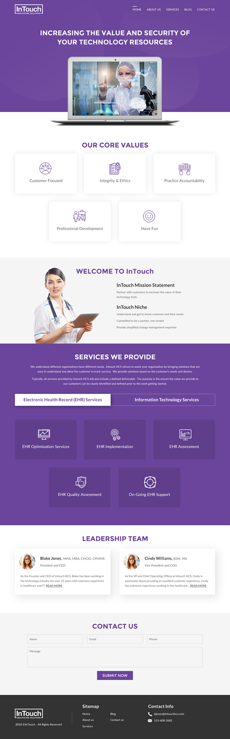 Web Design by rightway for InTouch Healthcare Solutions | Design #20104399
