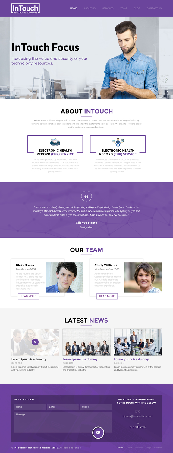 Web Design by rightway for InTouch Healthcare Solutions | Design #20104400