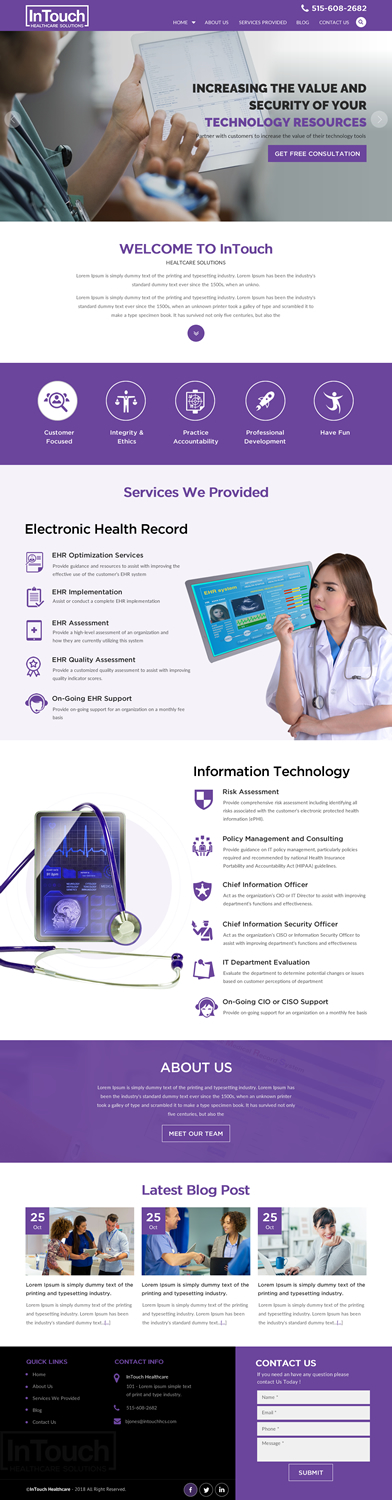 Web Design by rightway for InTouch Healthcare Solutions | Design #20104416
