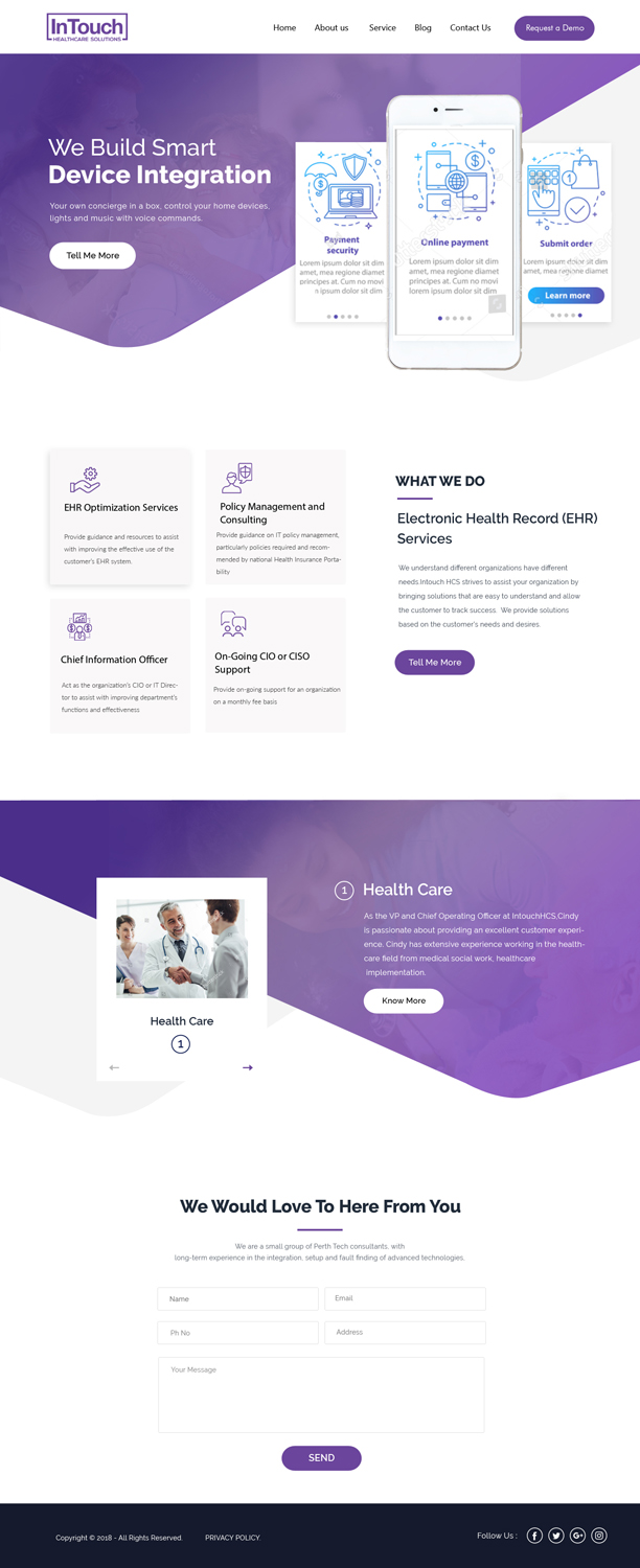 Web Design by **INCREDIBLEDESIGNERS** for InTouch Healthcare Solutions | Design #20114993