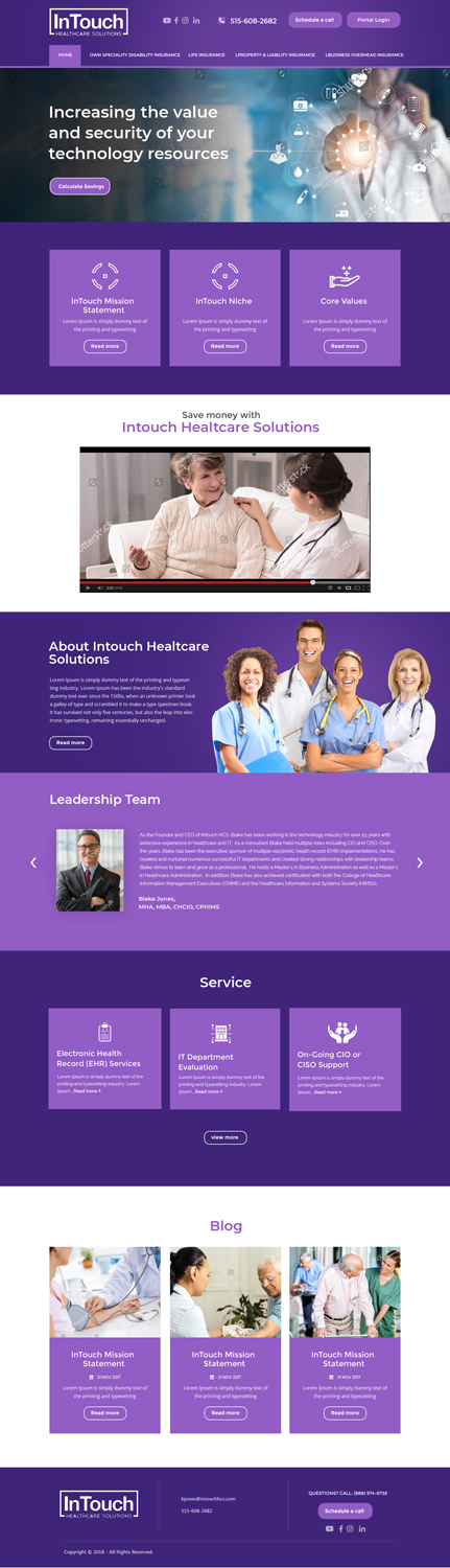 Web Design by **INCREDIBLEDESIGNERS** for InTouch Healthcare Solutions | Design #20121300