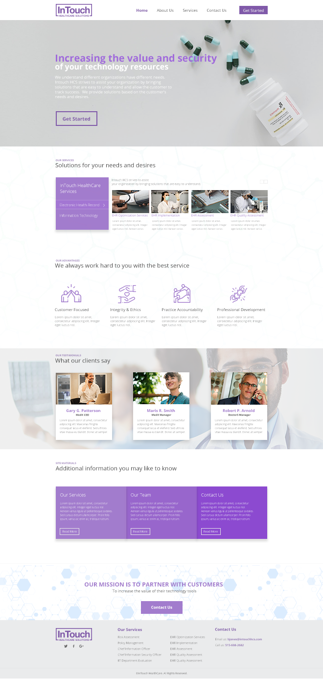 Web Design by artkulak for InTouch Healthcare Solutions | Design #20122935