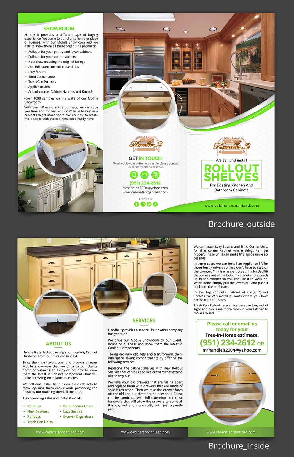 Brochure Design by SAI DESIGNS for Cabinets Organized by Handle It | Design #20145321
