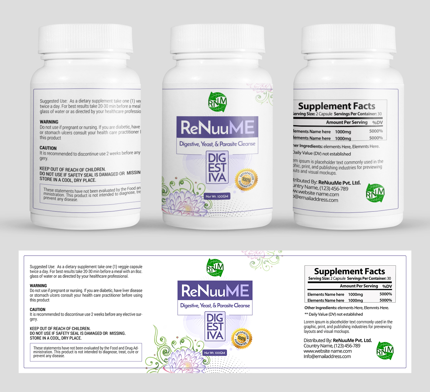 Diseño de Etiqueta por SAI DESIGNS para renuume health solutions | Diseño #20284965