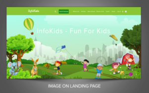 Hero image on landing page for website infokids.com.au | Graphic Design by SAI DESIGNS