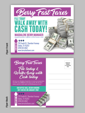 File your income taxes and walk away with cash today. direct mailer campaign | Diseño de Postal por SAI DESIGNS