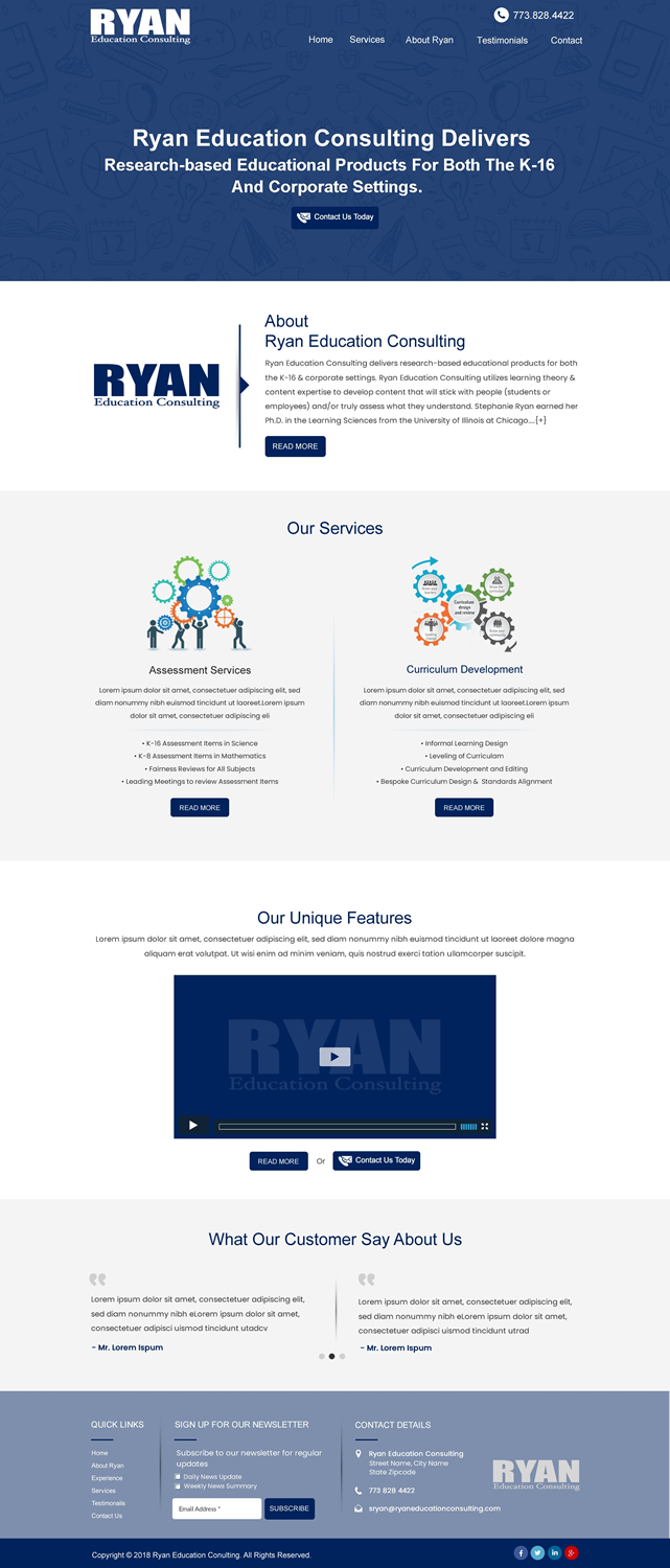 Web Design by HarmiDesigning for Ryan Education Consulting LLC | Design #20190578
