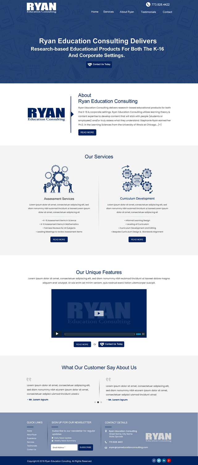 Web Design par HarmiDesigning pour Ryan Education Consulting LLC | Design #20191517
