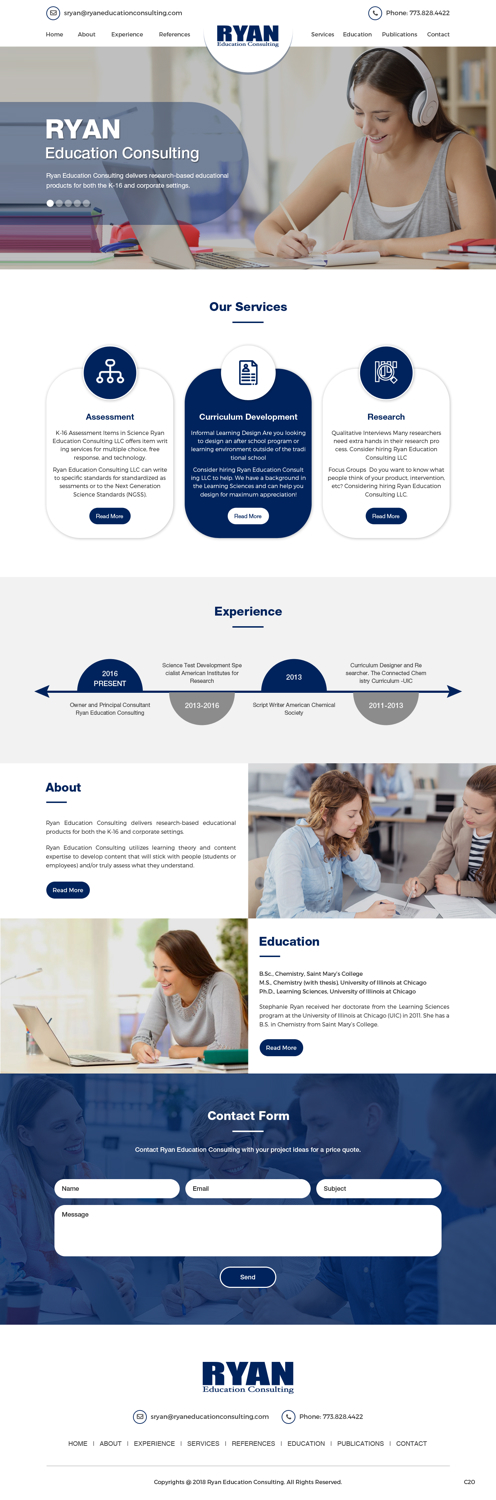 Web Design par pb pour Ryan Education Consulting LLC | Design #20149230