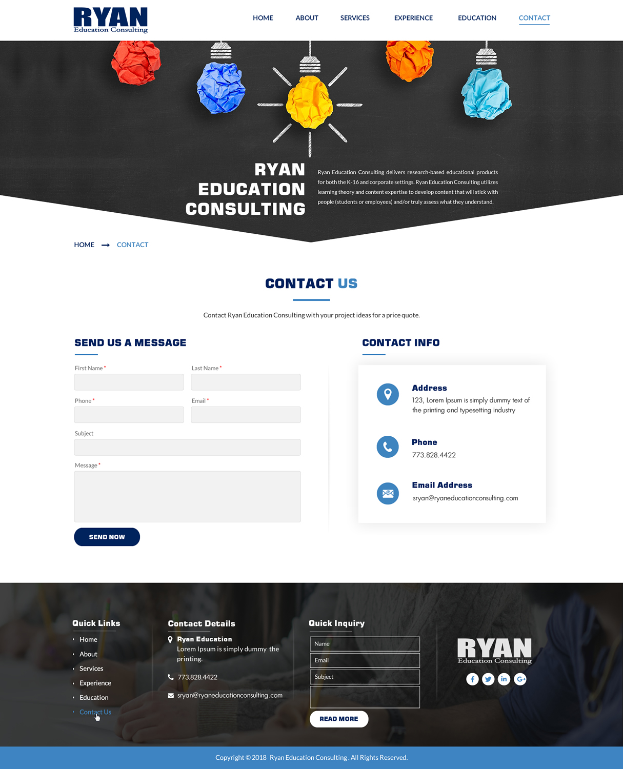 Web Design par Sbss pour Ryan Education Consulting LLC | Design #20332865
