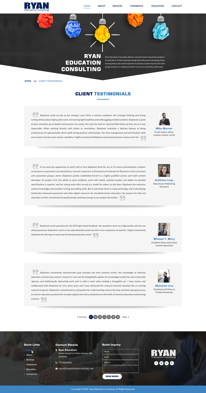 Web Design par Sbss pour Ryan Education Consulting LLC | Design #20332874