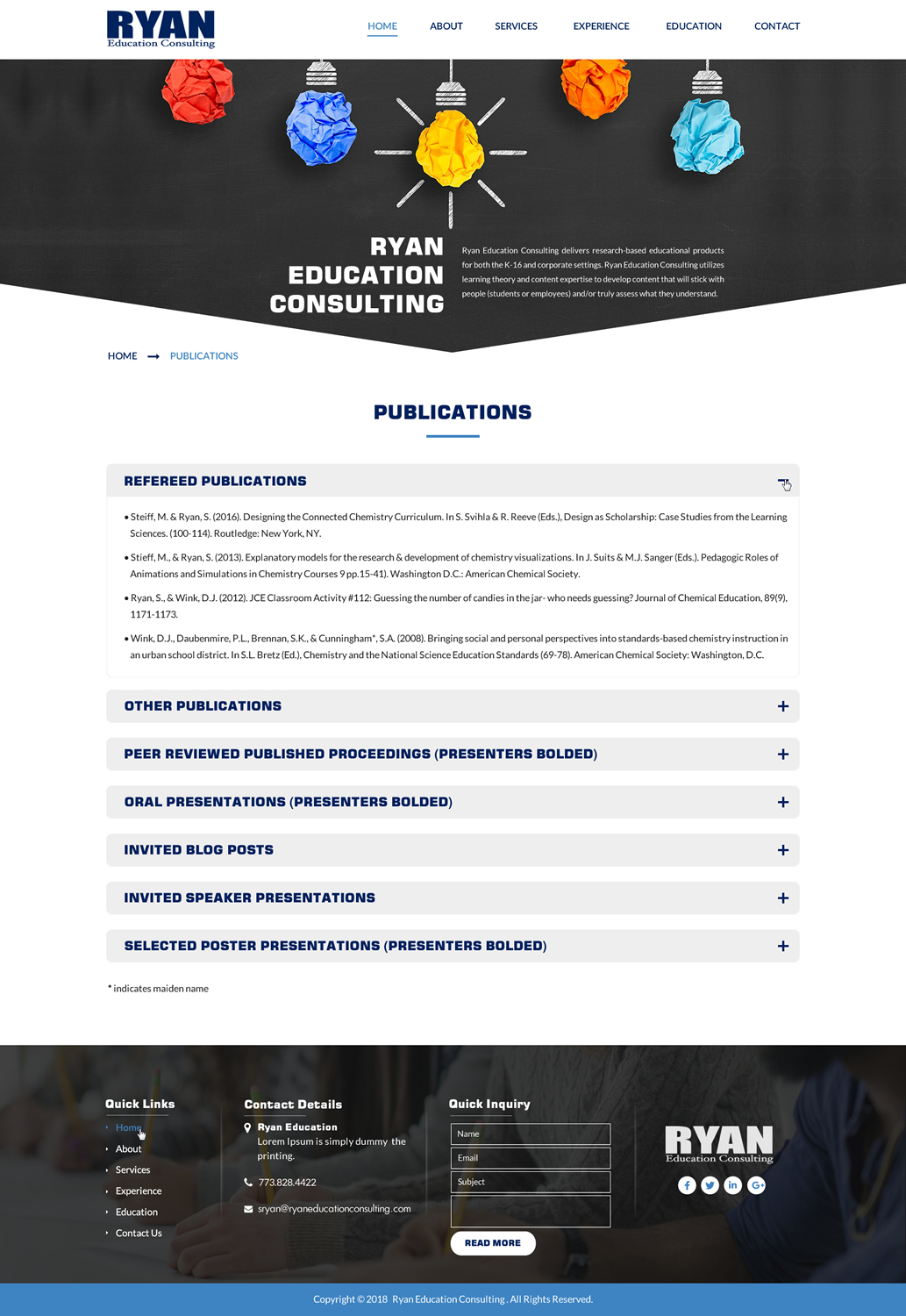 Web Design par Sbss pour Ryan Education Consulting LLC | Design #20332887