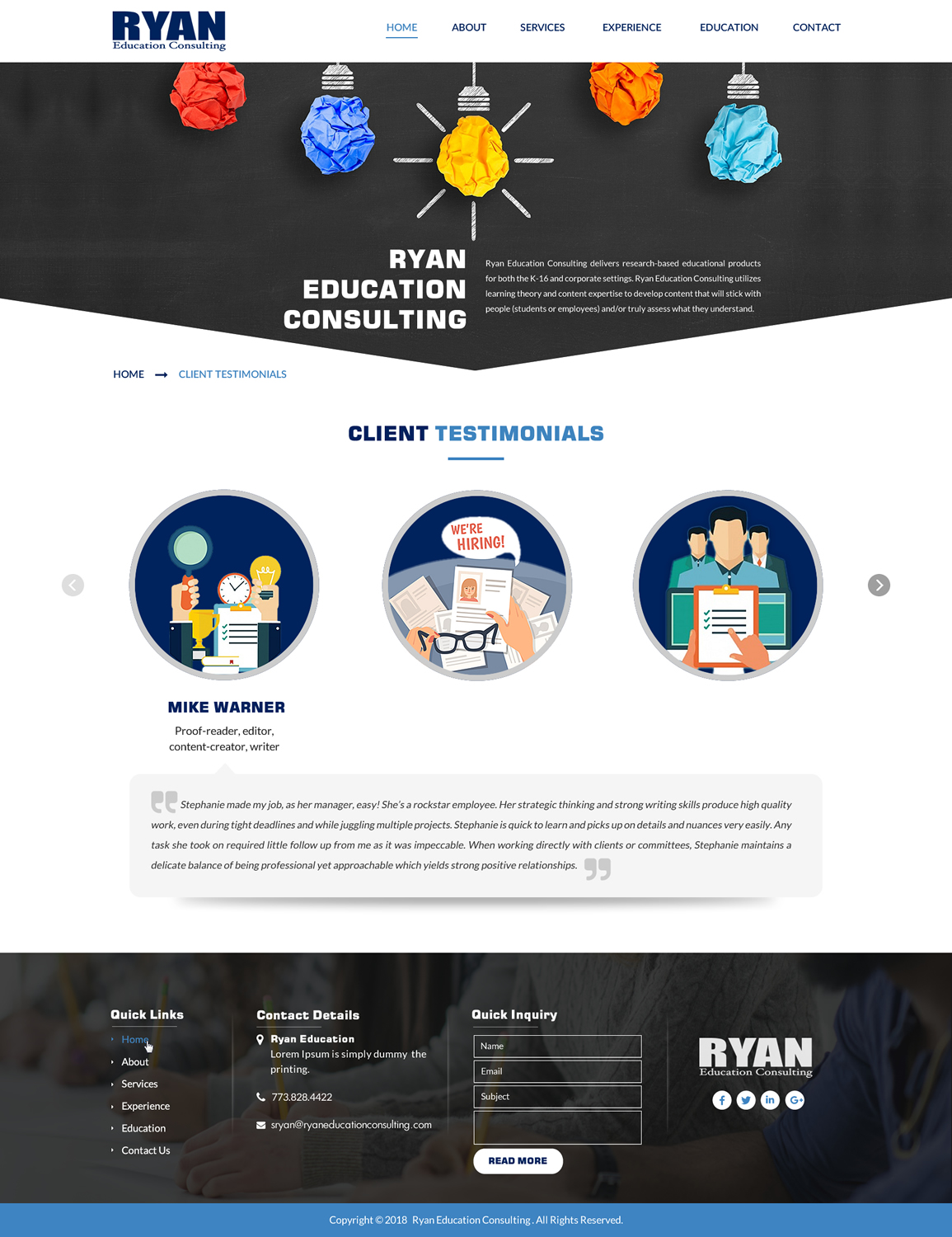 Diseño Web por Sbss para Ryan Education Consulting LLC | Diseño #20342426