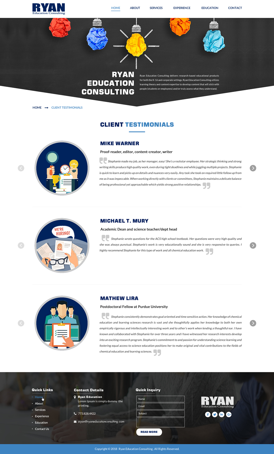 Diseño Web por Sbss para Ryan Education Consulting LLC | Diseño #20342428