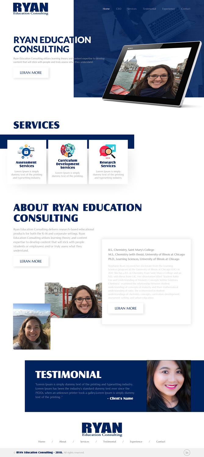 Web Design by rightway for Ryan Education Consulting LLC | Design #20147950