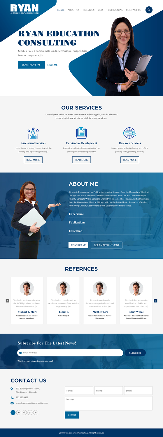 Web Design by rightway for Ryan Education Consulting LLC | Design #20147951