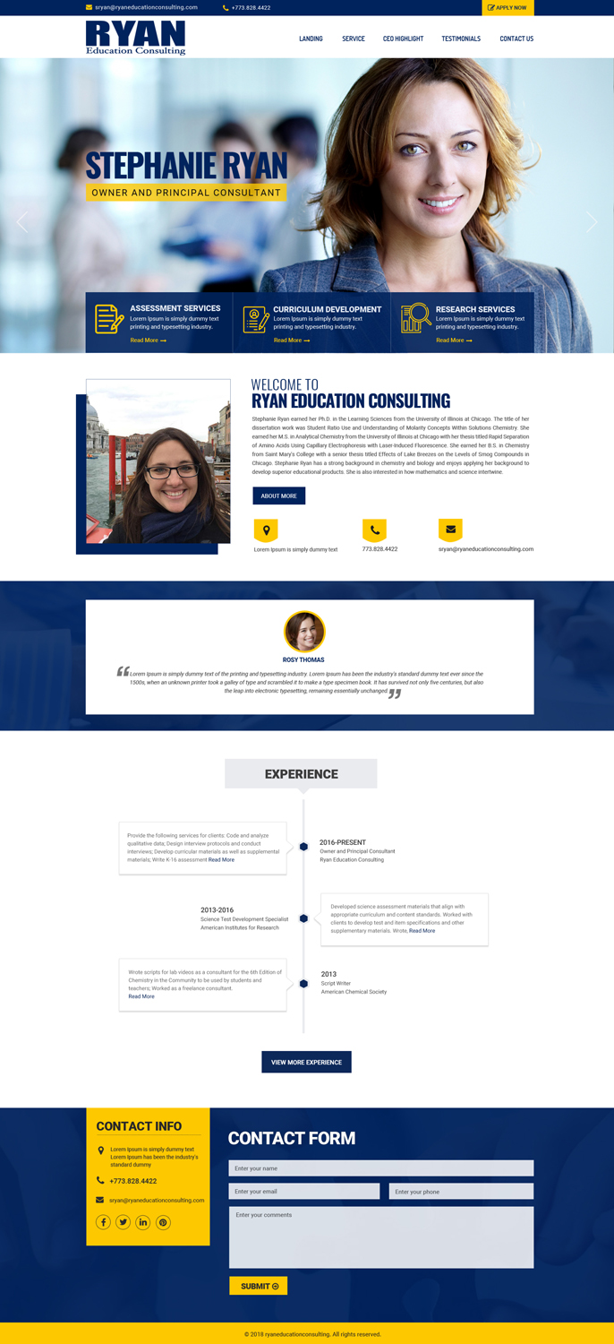 Web Design par Dream Logo Design pour Ryan Education Consulting LLC | Design #20160274