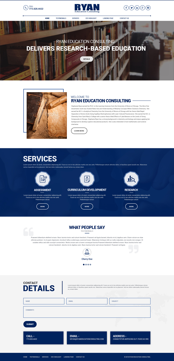 Web Design by Dream Logo Design for Ryan Education Consulting LLC | Design #20182320