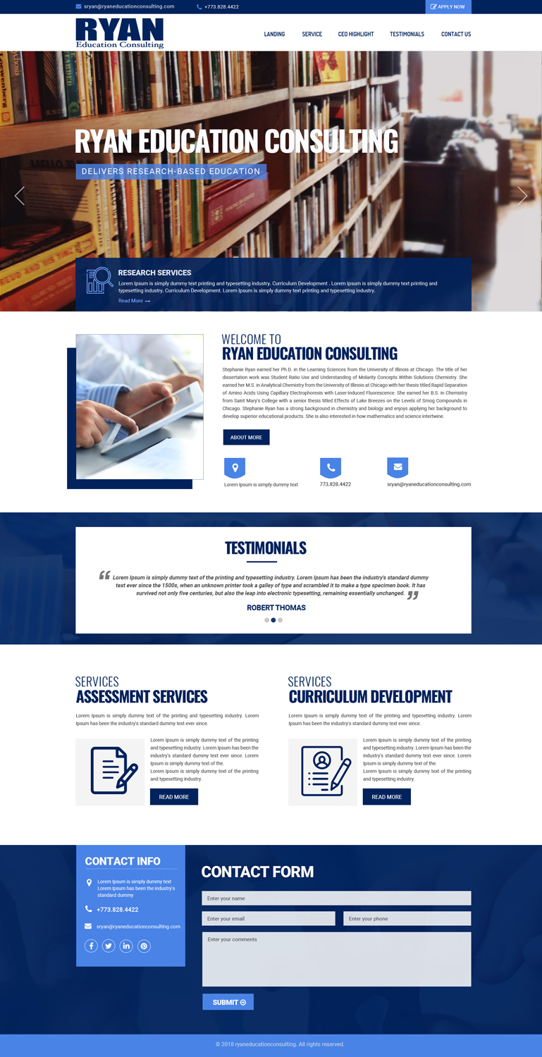 Web Design par Dream Logo Design pour Ryan Education Consulting LLC | Design #20182323