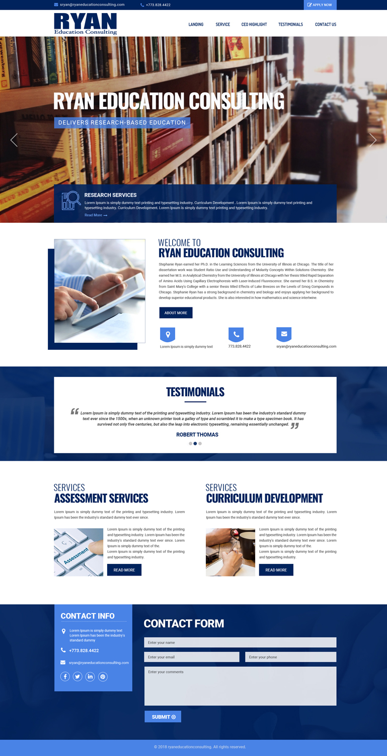Diseño Web por Dream Logo Design para Ryan Education Consulting LLC | Diseño #20203032